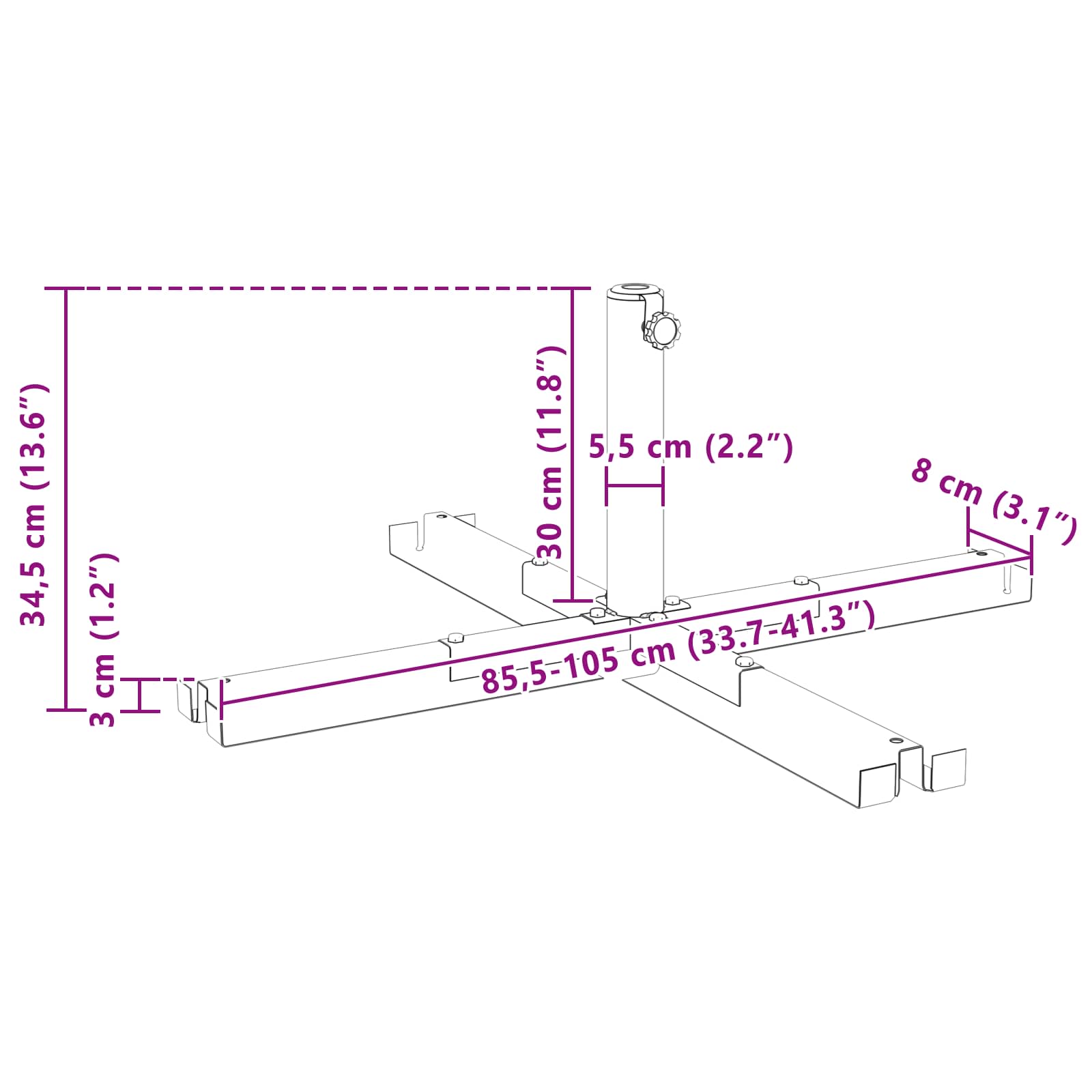 Βάση ομπρέλας για πόλο 25–50 mm Μαύρο - Pakobazaar