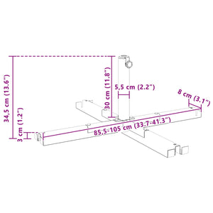 βάση παρασόλ cross frame Μαύρο Ατσάλι for 25-50 mm Pole - Pakobazaar
