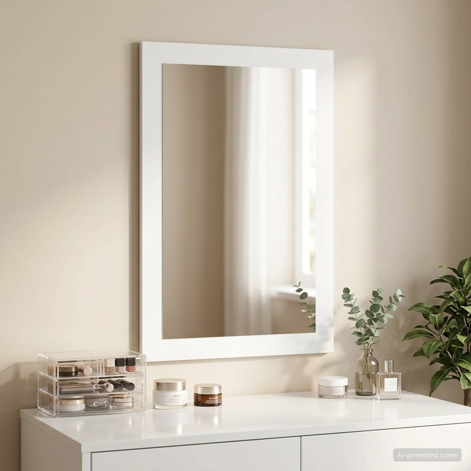 Καθρέφτης FAUSKE Λευκό 43 x 3,5 x 77 εκ. Ορθογώνιος - Pakobazaar