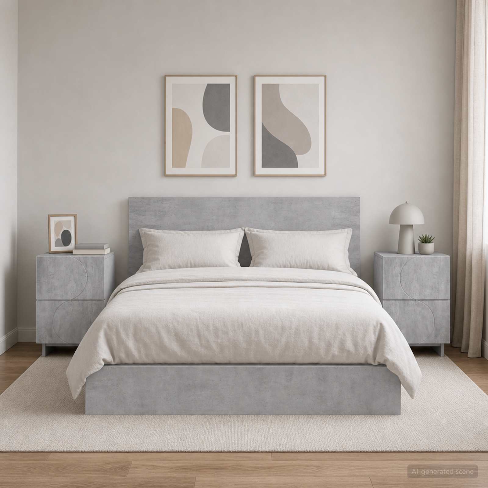 Κομοδίνο 2 τεμ. Γκρι Σκυροδέματος 33,5 x 34,5 x 50 εκ