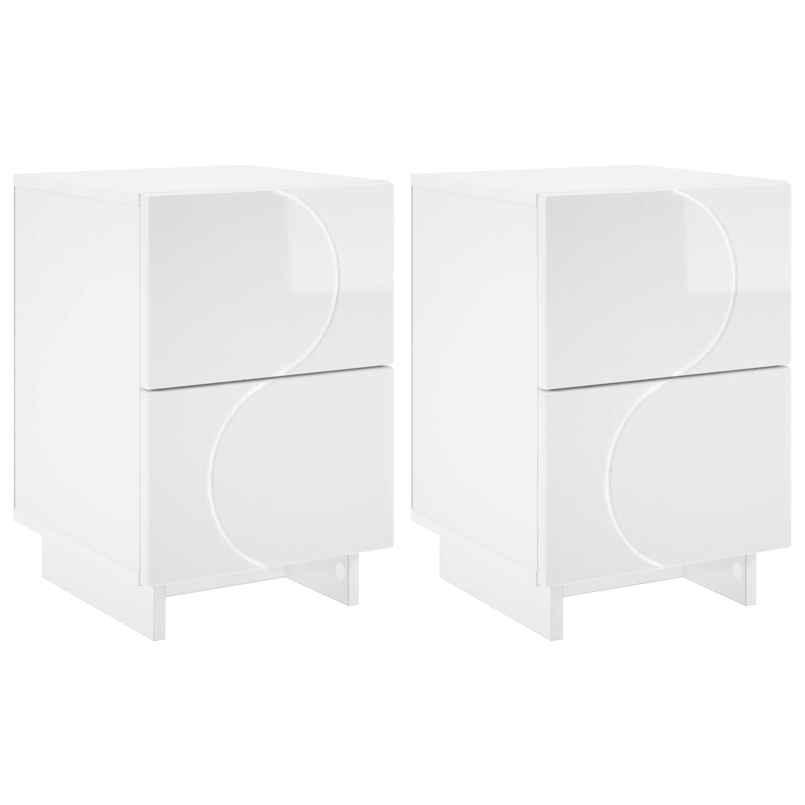 Κομοδίνο 2 τεμ. Γυαλιστερό Λευκό 33,5 x 34,5 x 50 εκ - Pakobazaar