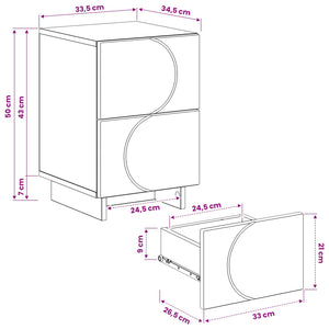 Κομοδίνο Καπνισμένο Ξύλο Δρυός 33,5 x 34,5 x 50 εκ - Pakobazaar