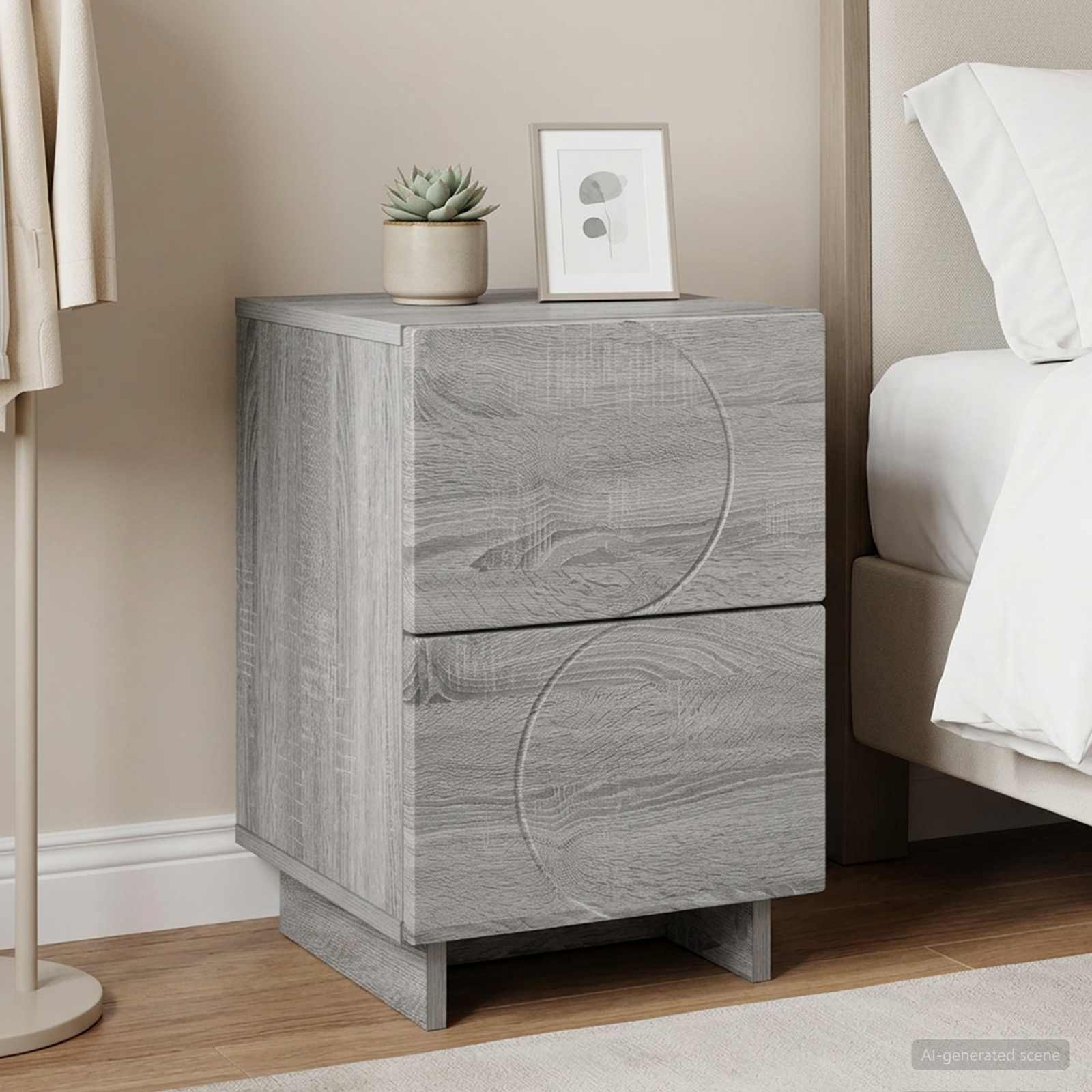 Κομοδίνο Γκρι Sonoma 33,5 x 34,5 x 50 εκ Επεξεργασμένο Ξύλο - Pakobazaar