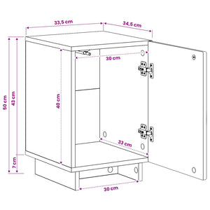 Κομοδίνο 2 pcs Μαύρο 33,5 x 34,5 x 50 εκ Επεξεργασμένο Ξύλο