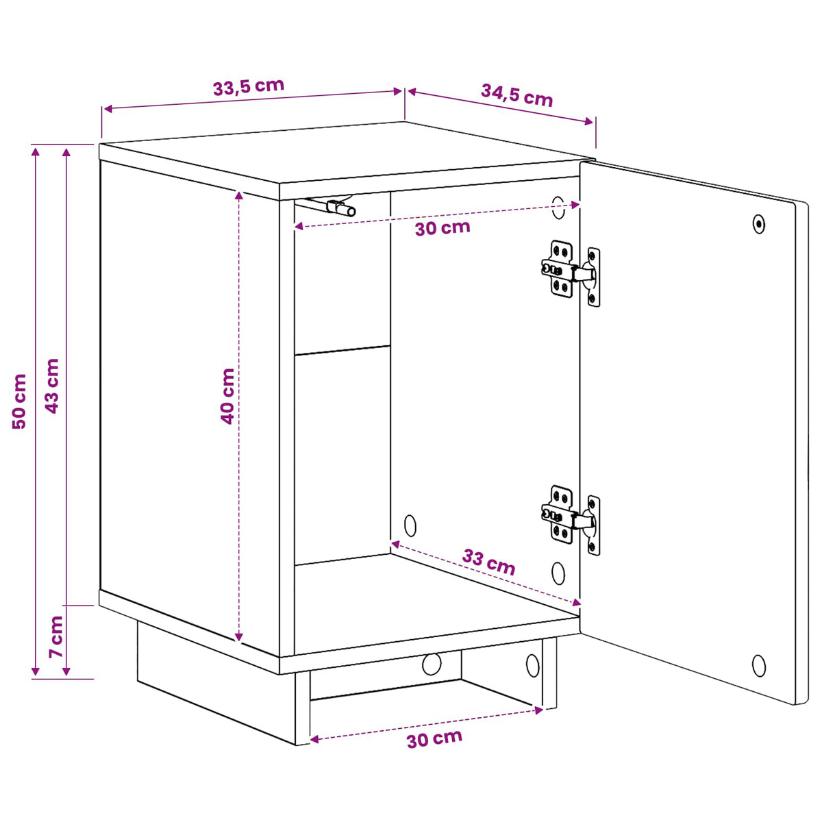 Κομοδίνο Γκρι σκυροδέματος 33,5 x 34,5 x 50 εκ - Pakobazaar