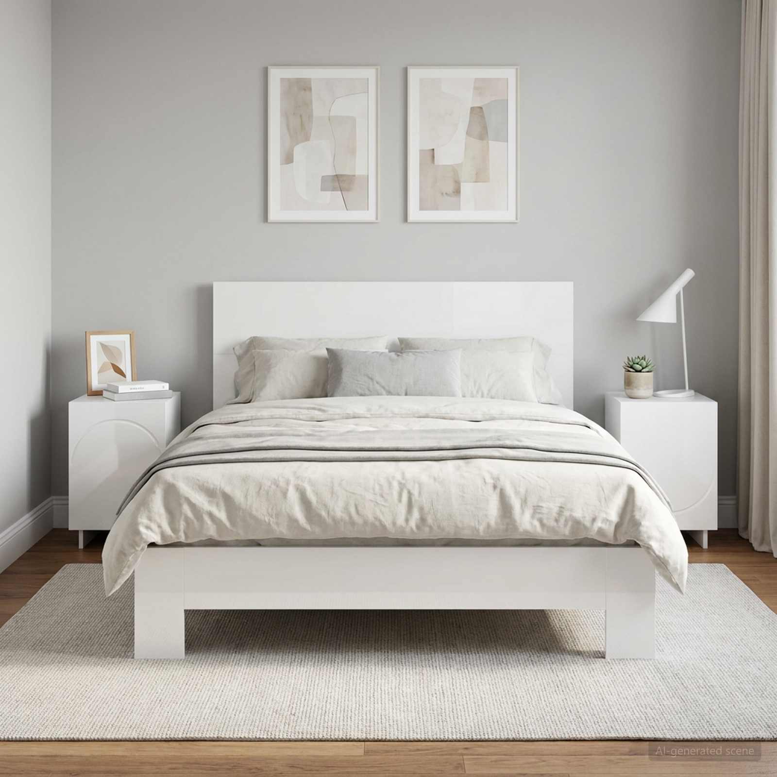 Κομοδίνο 2 pcs Γυαλιστερό Λευκό 33,5 x 34,5 x 50 εκ - Pakobazaar