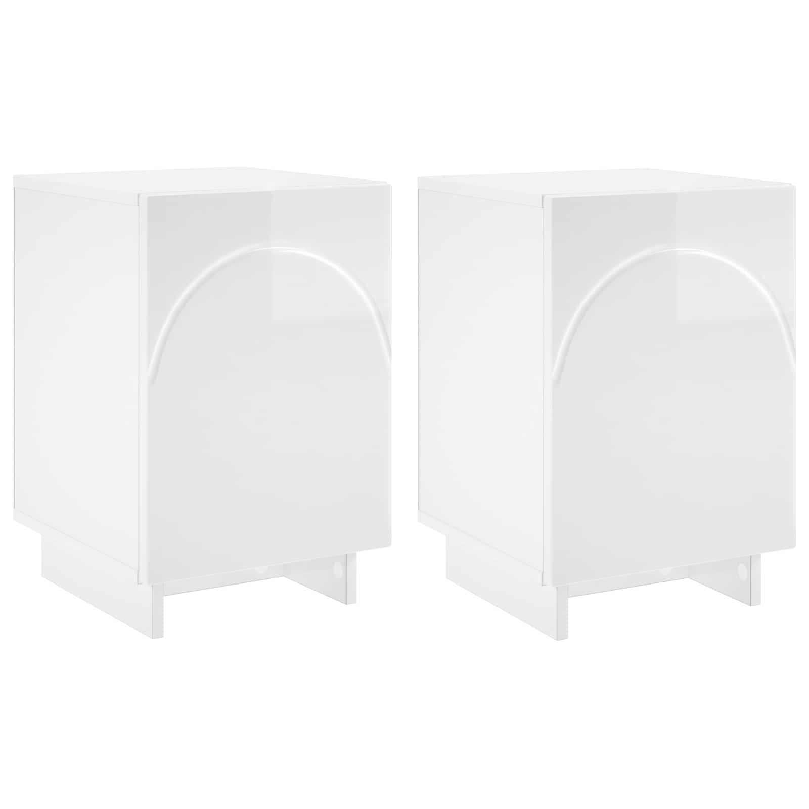 Κομοδίνο 2 pcs Γυαλιστερό Λευκό 33,5 x 34,5 x 50 εκ - Pakobazaar