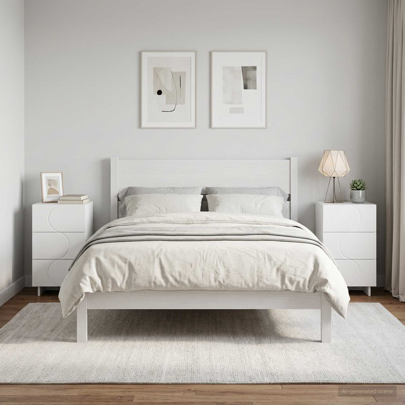 Κομοδίνο 2 pcs Λευκό 33,5 x 34,5 x 60 εκ. Επεξεργασμένο Ξύλο
