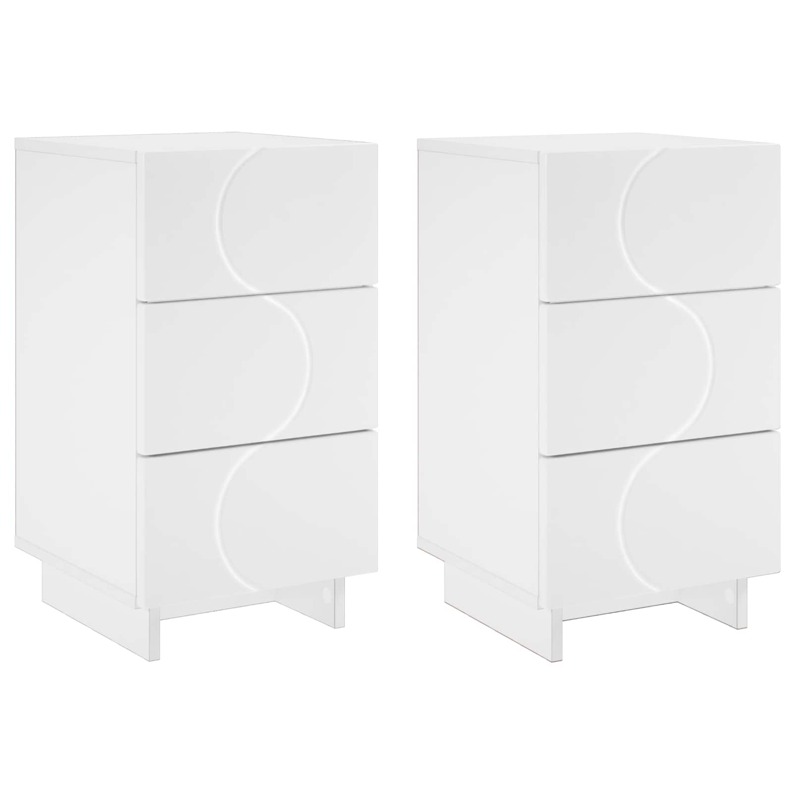 Κομοδίνο 2 pcs Λευκό 33,5 x 34,5 x 60 εκ. Επεξεργασμένο Ξύλο