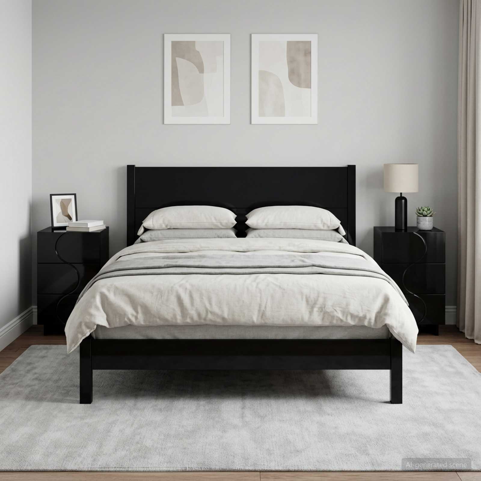 Κομοδίνο 2 pcs Μαύρο 33,5 x 34,5 x 60 εκ. Επεξεργασμένο Ξύλο - Pakobazaar