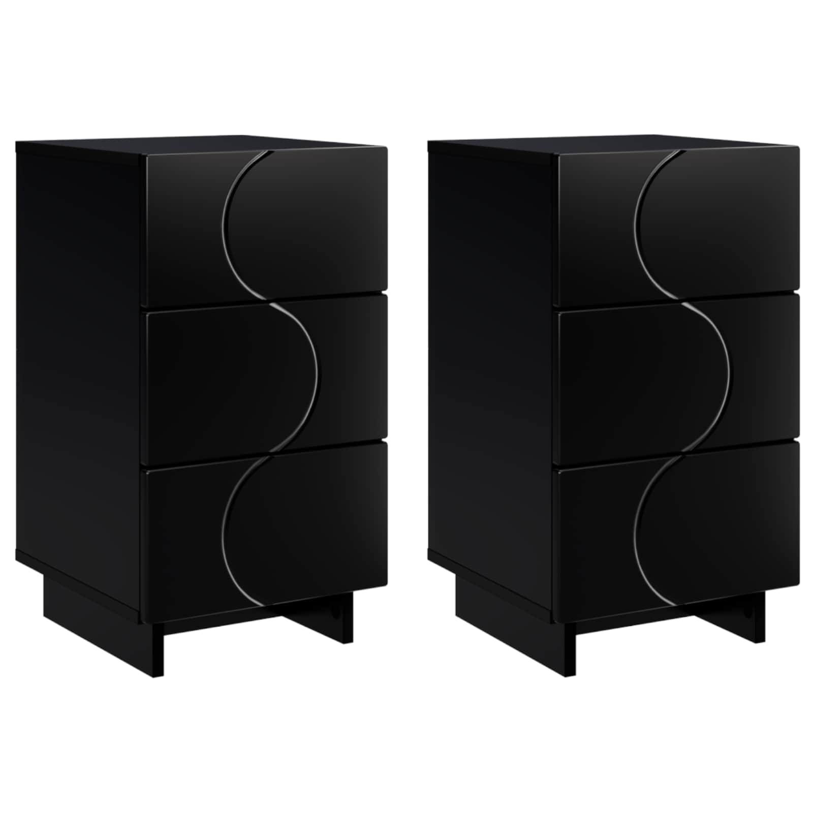 Κομοδίνο 2 pcs Μαύρο 33,5 x 34,5 x 60 εκ. Επεξεργασμένο Ξύλο - Pakobazaar