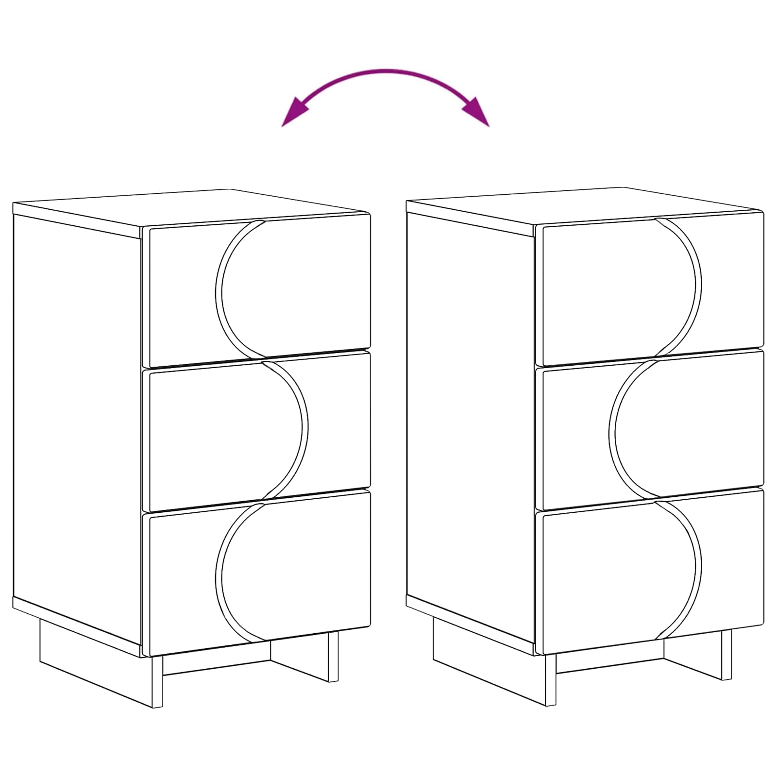 Κομοδίνο 2 pcs Μαύρο 33,5 x 34,5 x 60 εκ. Επεξεργασμένο Ξύλο - Pakobazaar