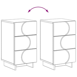 Κομοδίνο 2 pcs Μαύρο 33,5 x 34,5 x 60 εκ. Επεξεργασμένο Ξύλο - Pakobazaar