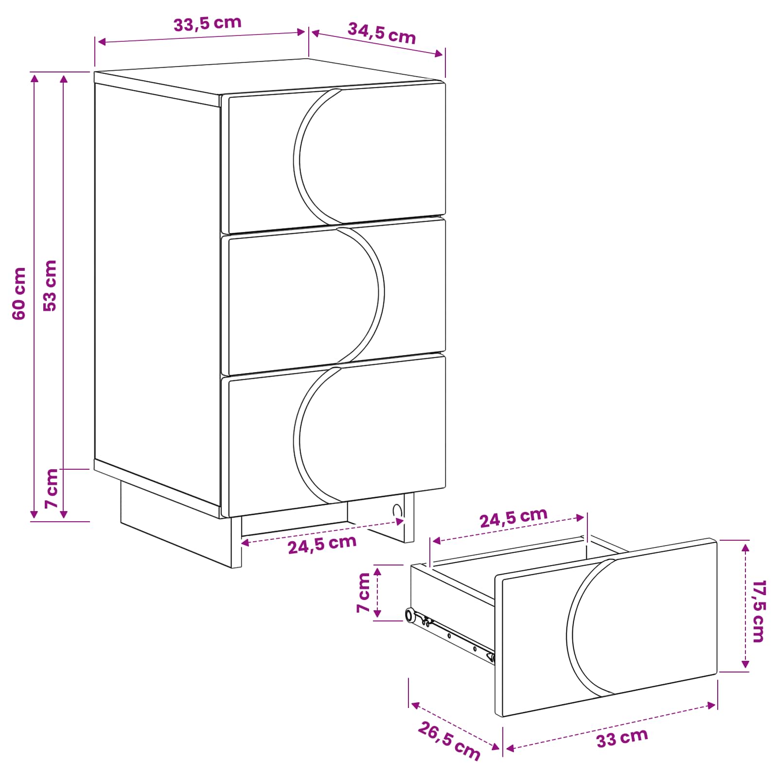 Κομοδίνο 2 pcs Μαύρο 33,5 x 34,5 x 60 εκ. Επεξεργασμένο Ξύλο - Pakobazaar