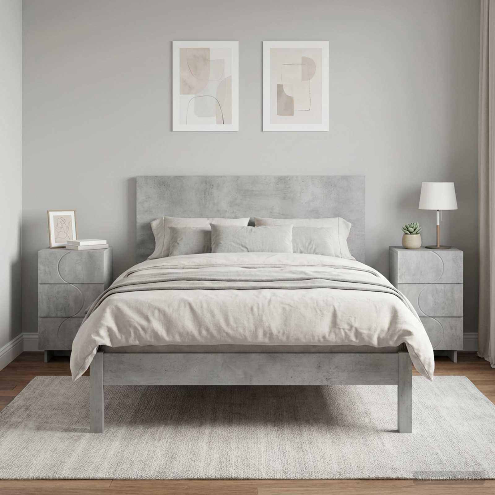 Κομοδίνο 2 pcs Γκρι Σκυροδέματος 33,5 x 34,5 x 60 εκ.