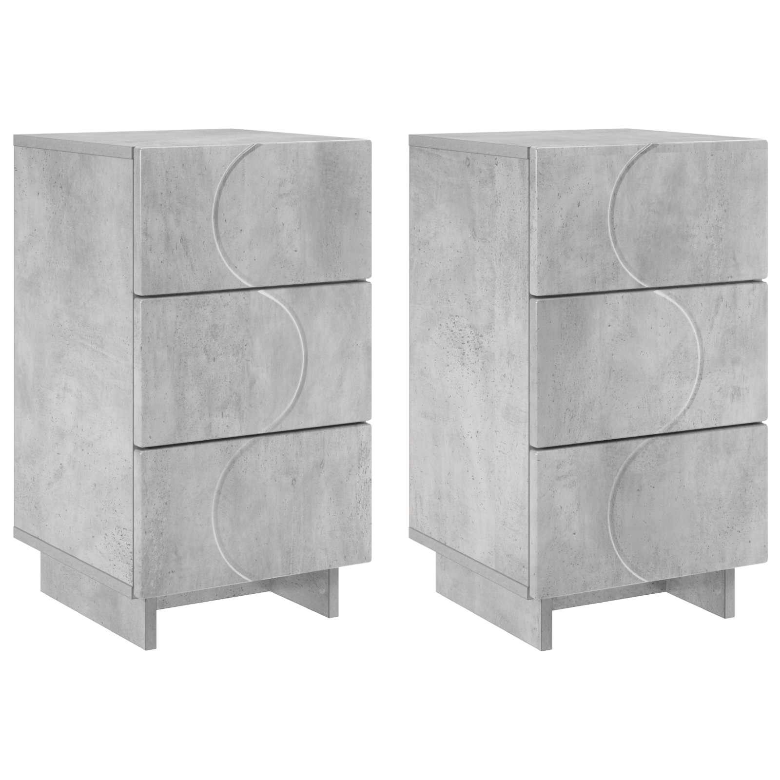 Κομοδίνο 2 pcs Γκρι Σκυροδέματος 33,5 x 34,5 x 60 εκ.