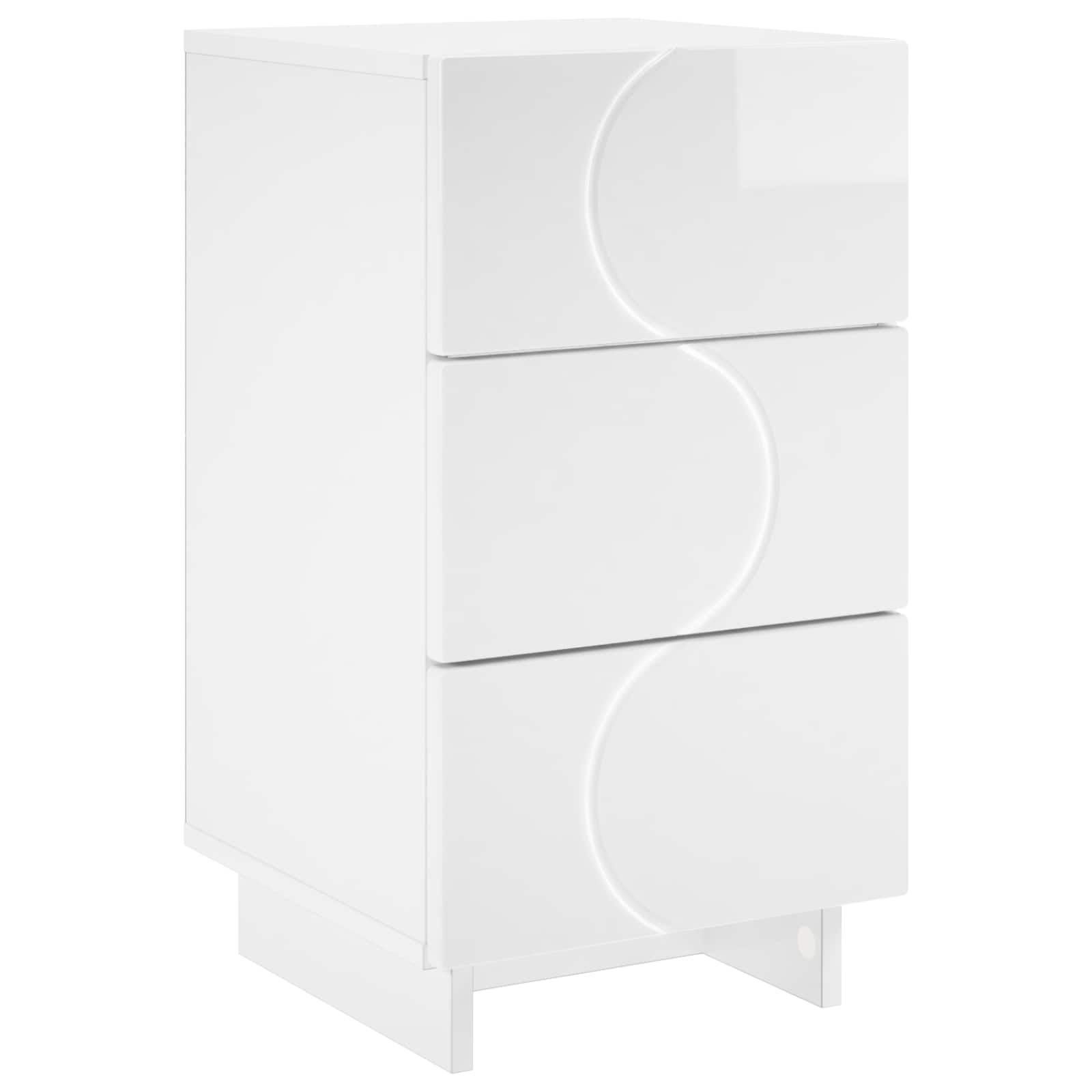 Κομοδίνο Γυαλιστερό Λευκό 33,5 x 34,5 x 60 εκ. - Pakobazaar