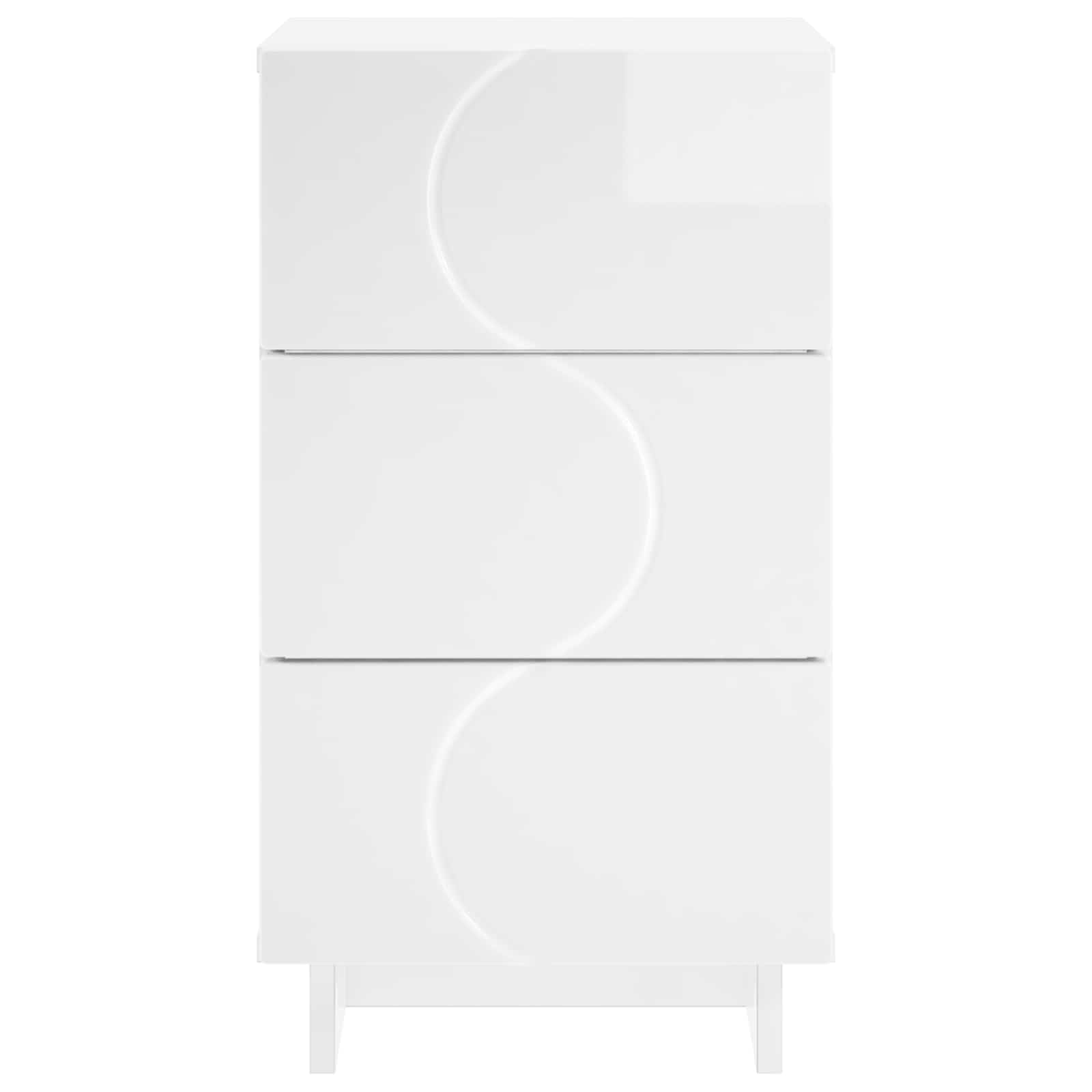 Κομοδίνο Γυαλιστερό Λευκό 33,5 x 34,5 x 60 εκ. - Pakobazaar