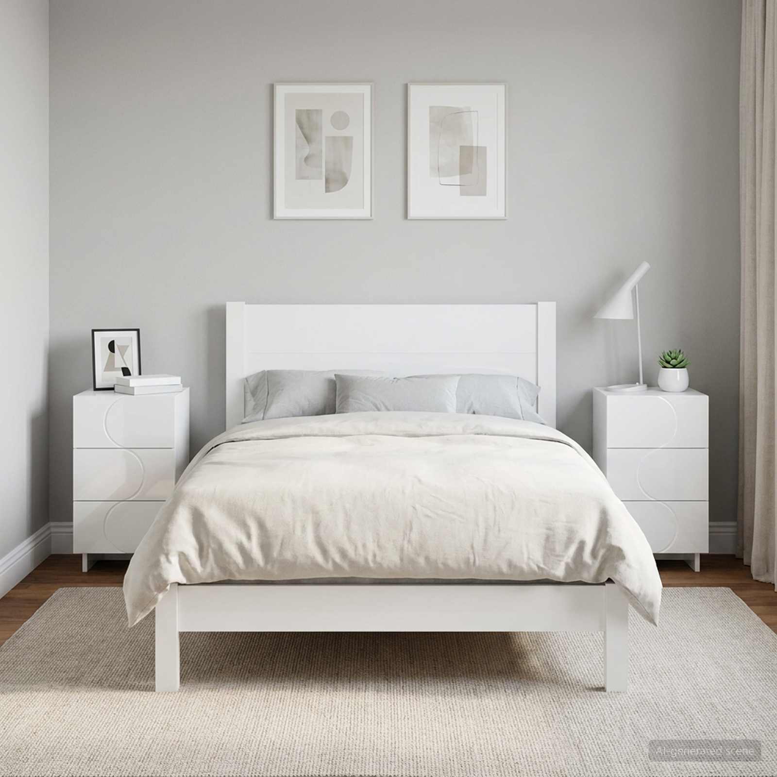 Κομοδίνο 2 pcs Γυαλιστερό Λευκό 33,5 x 34,5 x 60 εκ. - Pakobazaar