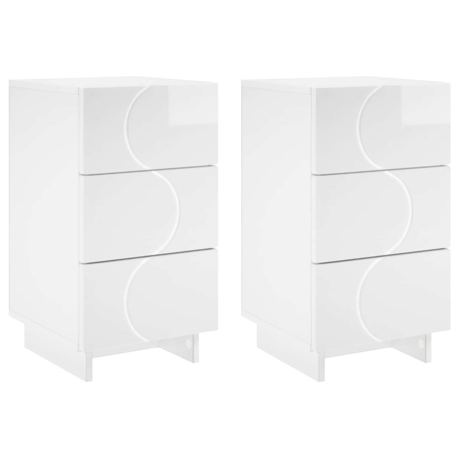 Κομοδίνο 2 pcs Γυαλιστερό Λευκό 33,5 x 34,5 x 60 εκ. - Pakobazaar