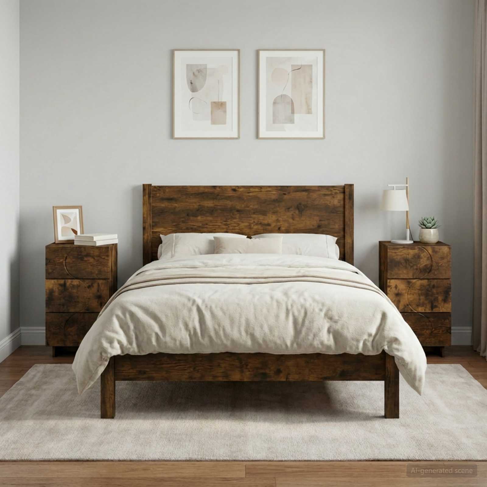 Κομοδίνο 2 pcs Καπνισμένο Ξύλο Δρυός 33,5 x 34,5 x 60 εκ.