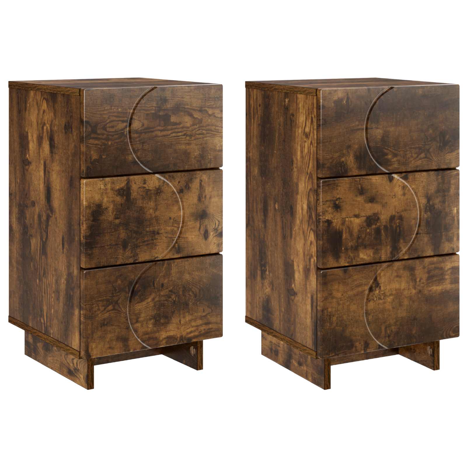 Κομοδίνο 2 pcs Καπνισμένο Ξύλο Δρυός 33,5 x 34,5 x 60 εκ.