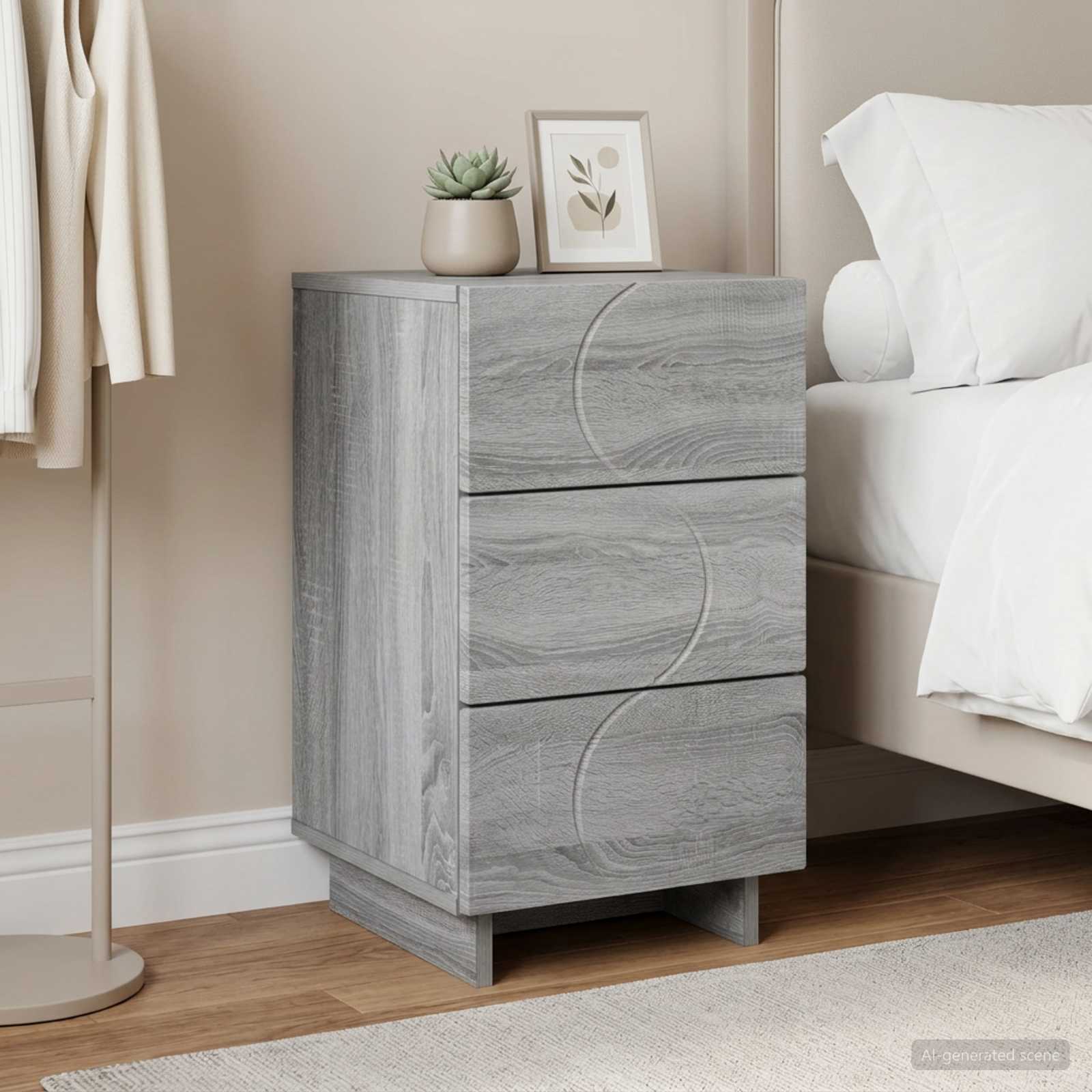 Κομοδίνο Γκρι Sonoma 33,5 x 34,5 x 60 εκ. Επεξεργασμένο Ξύλο - Pakobazaar
