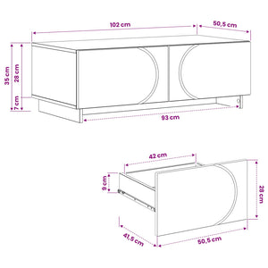 Τραπεζάκι σαλονιού Γκρι Sonoma 102 x 50,5 x 35 εκ - Pakobazaar
