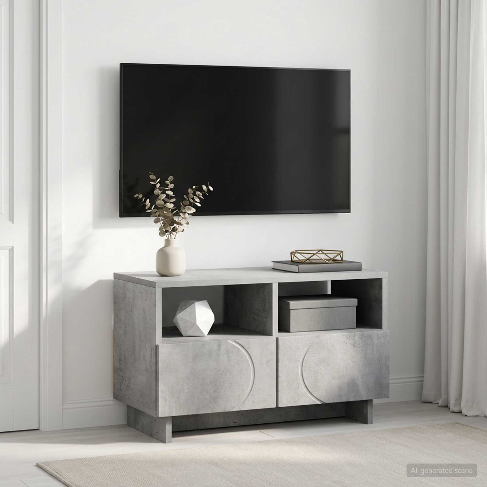 Βάση TV 60 x 34,5 x 40 cm Γκρι Σκυροδέματος Επεξεργασμένο Ξύλο - Pakobazaar