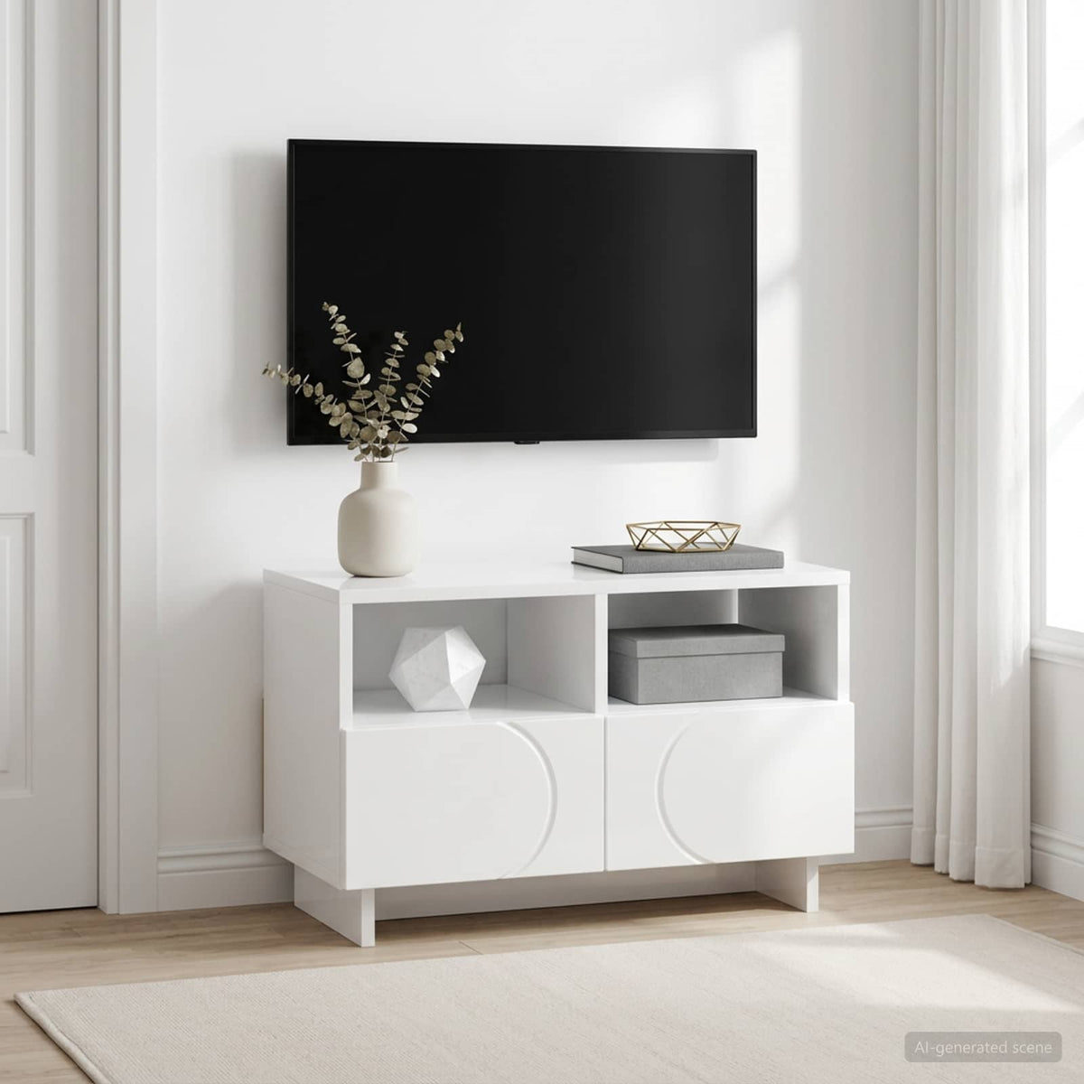 Βάση TV 60 x 34.5 x 40 cm Γυαλιστερό Λευκό Επεξεργασμένο Ξύλο - Pakobazaar