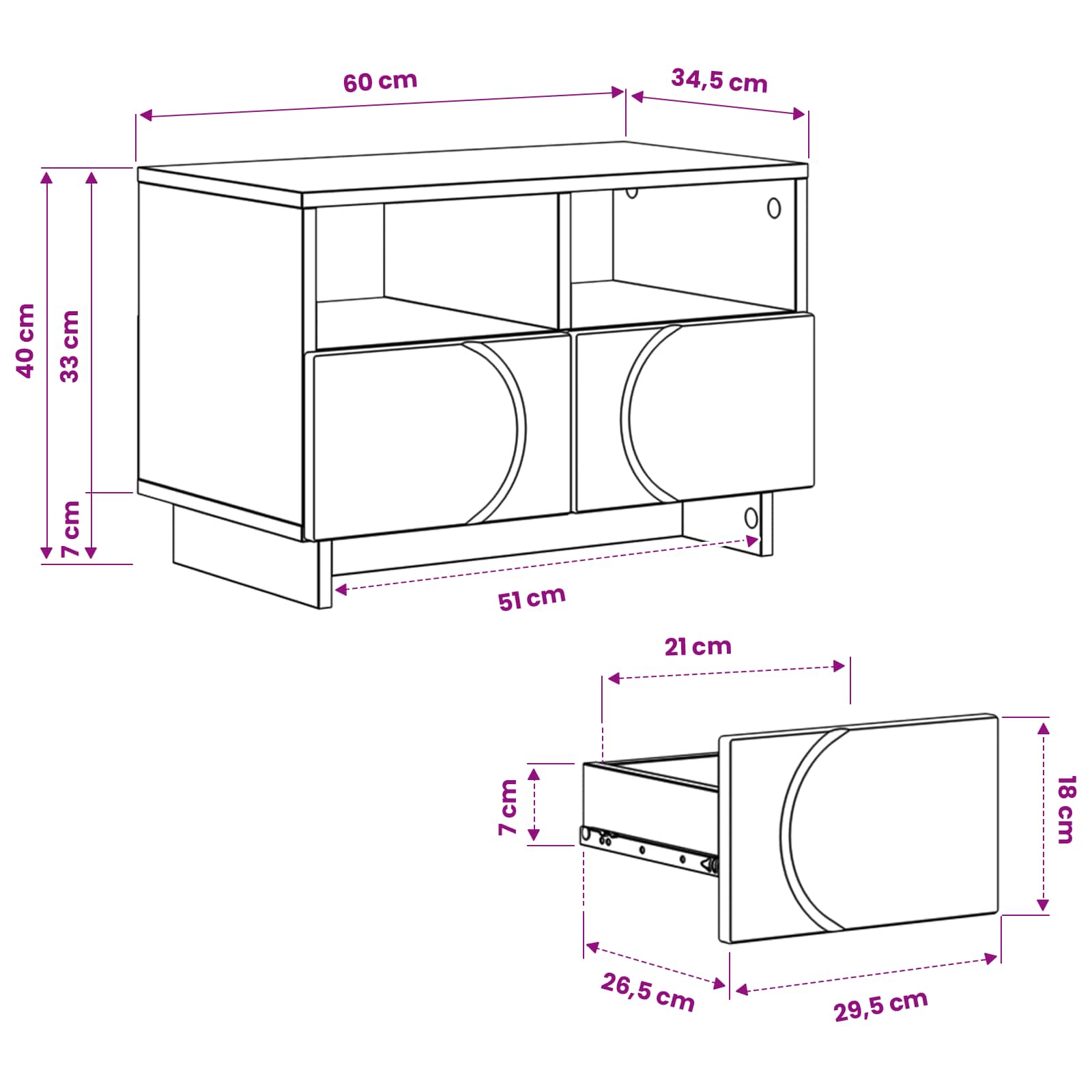 Βάση TV 60 x 34.5 x 40 cm Γυαλιστερό Λευκό Επεξεργασμένο Ξύλο - Pakobazaar