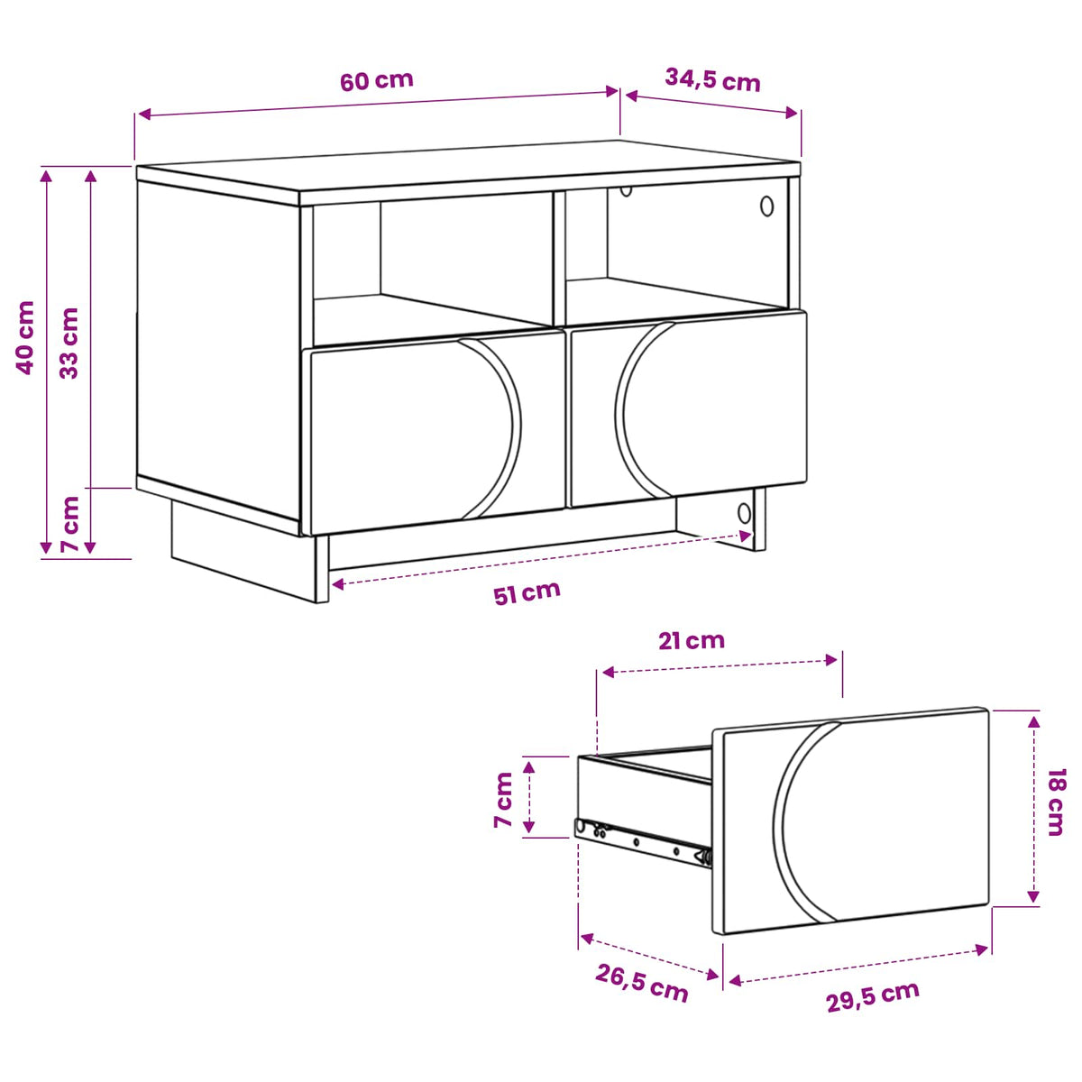 Βάση TV 60 x 34,5 x 40 εκ. Artisan Δρυς Επεξεργασμένο Ξύλο - Pakobazaar