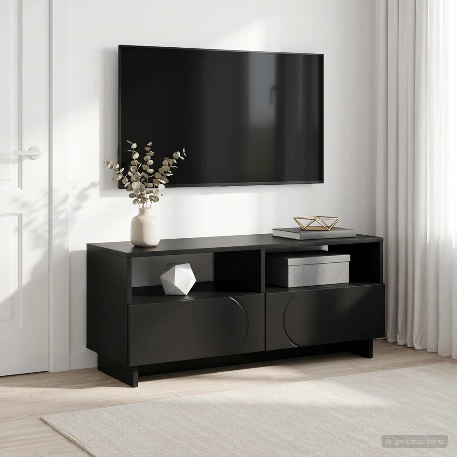 Βάση TV 90 x 34.5 x 40 cm Μαύρο Επεξεργασμένο Ξύλο - Pakobazaar