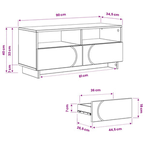 Βάση TV 90 x 34.5 x 40 cm Μαύρο Επεξεργασμένο Ξύλο - Pakobazaar