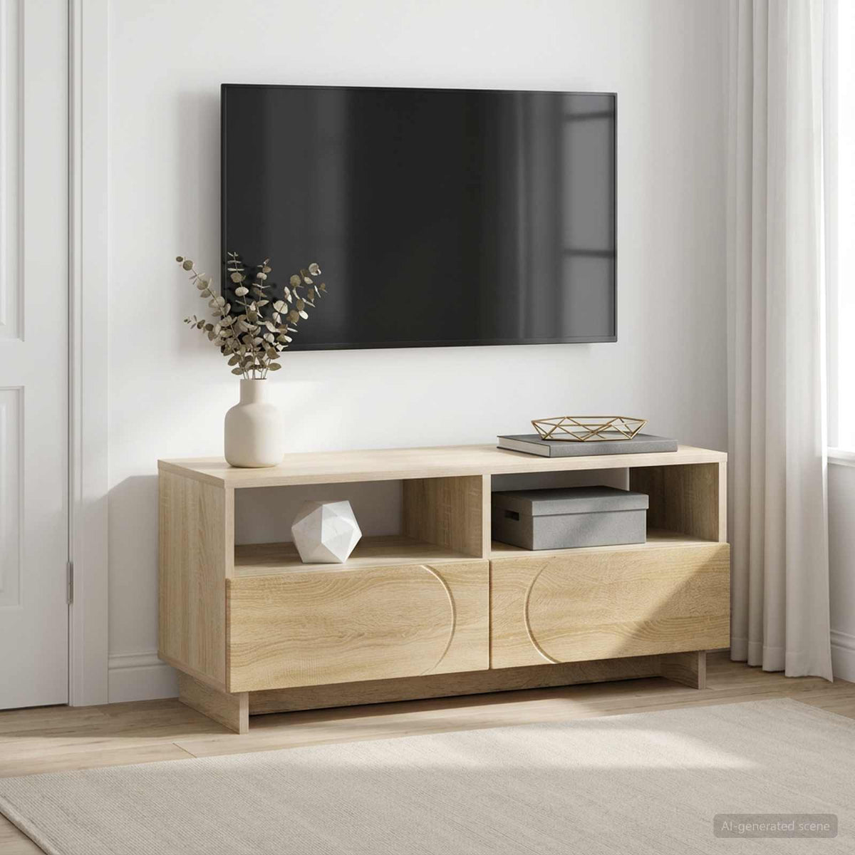 Βάση TV 90 x 34.5 x 40 cm Γκρι Σκυροδέματος Επεξεργασμένο Ξύλο - Pakobazaar