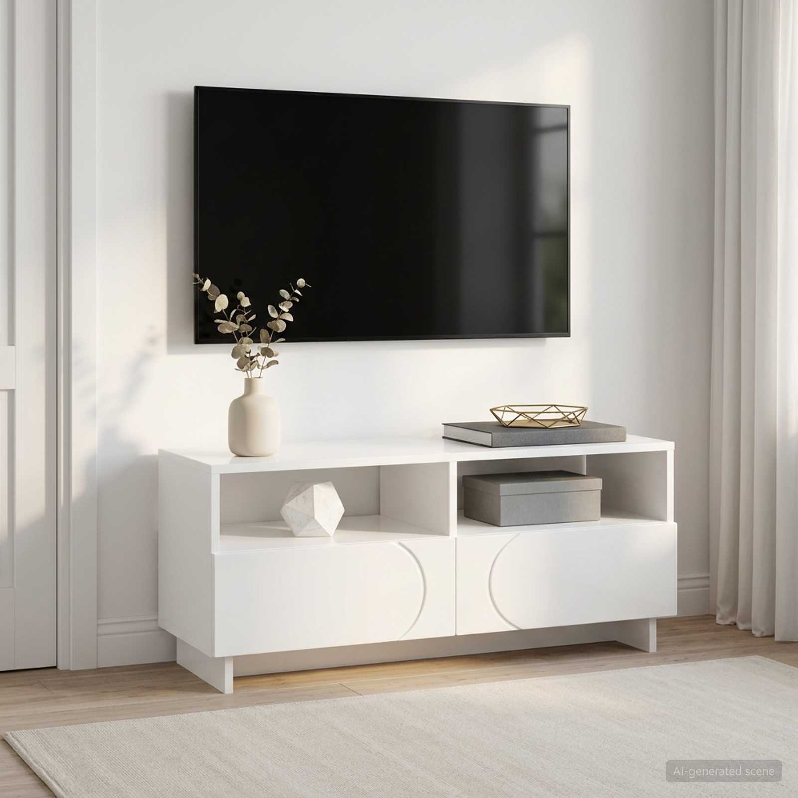 Βάση TV 90 x 34.5 x 40 cm Γυαλιστερό Λευκό Επεξεργασμένο Ξύλο