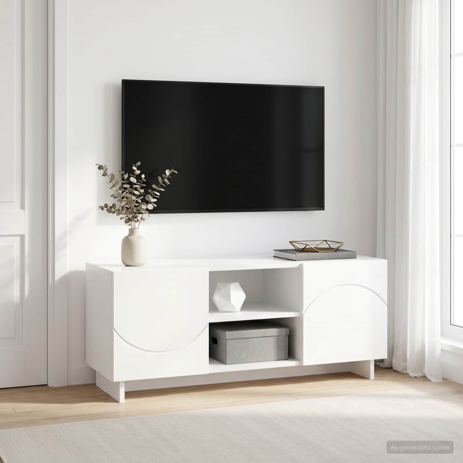 Βάση TV 90 x 34.5 x 40 cm Λευκό Επεξεργασμένο Ξύλο