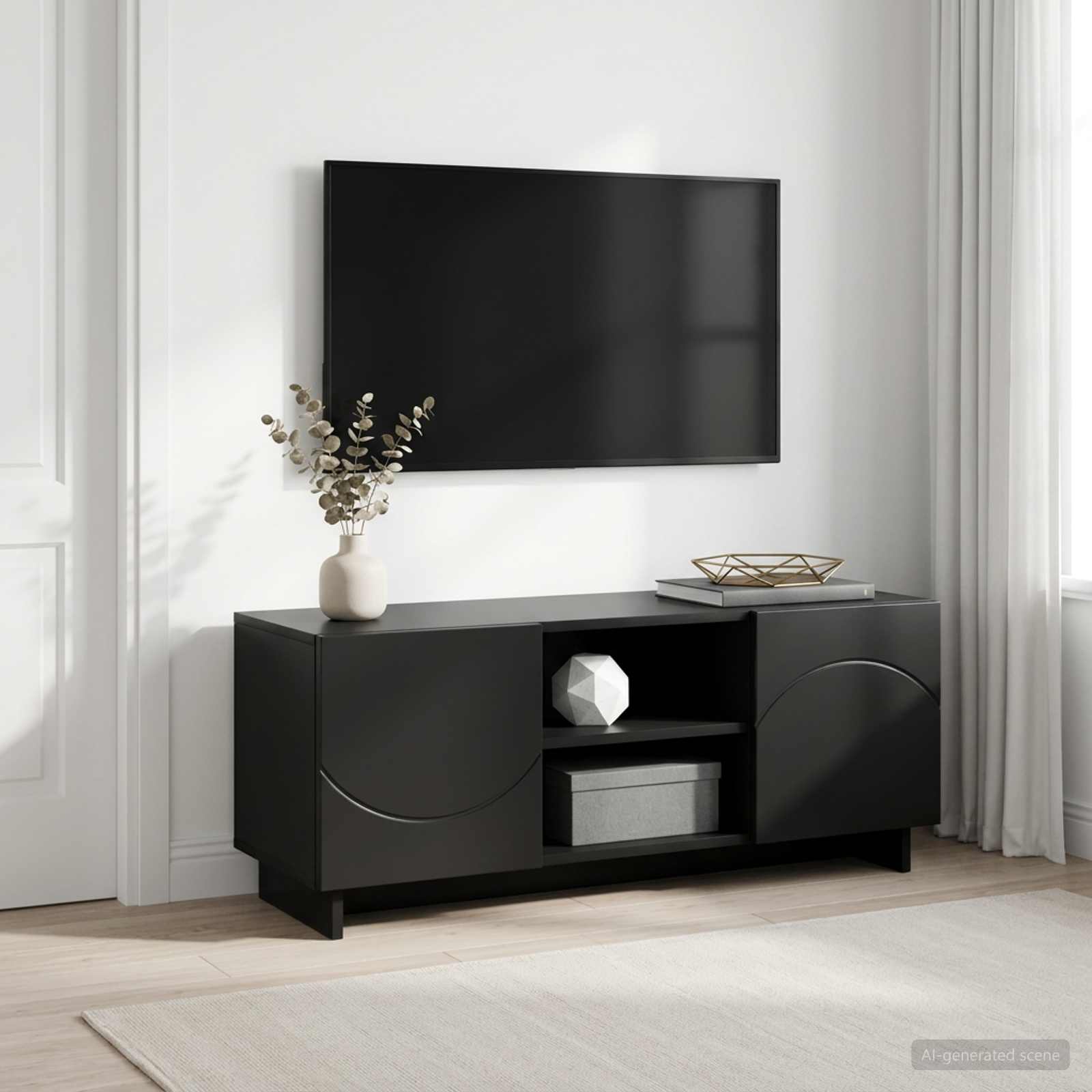 Βάση TV 90 x 34.5 x 40 cm Μαύρο Επεξεργασμένο Ξύλο