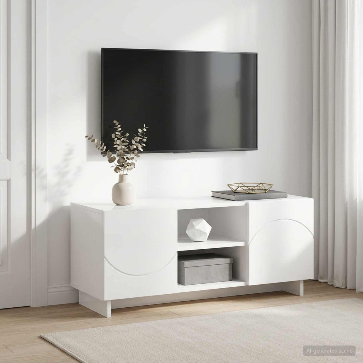 Βάση TV 90 x 34.5 x 40 cm Γυαλιστερό Λευκό Επεξεργασμένο Ξύλο