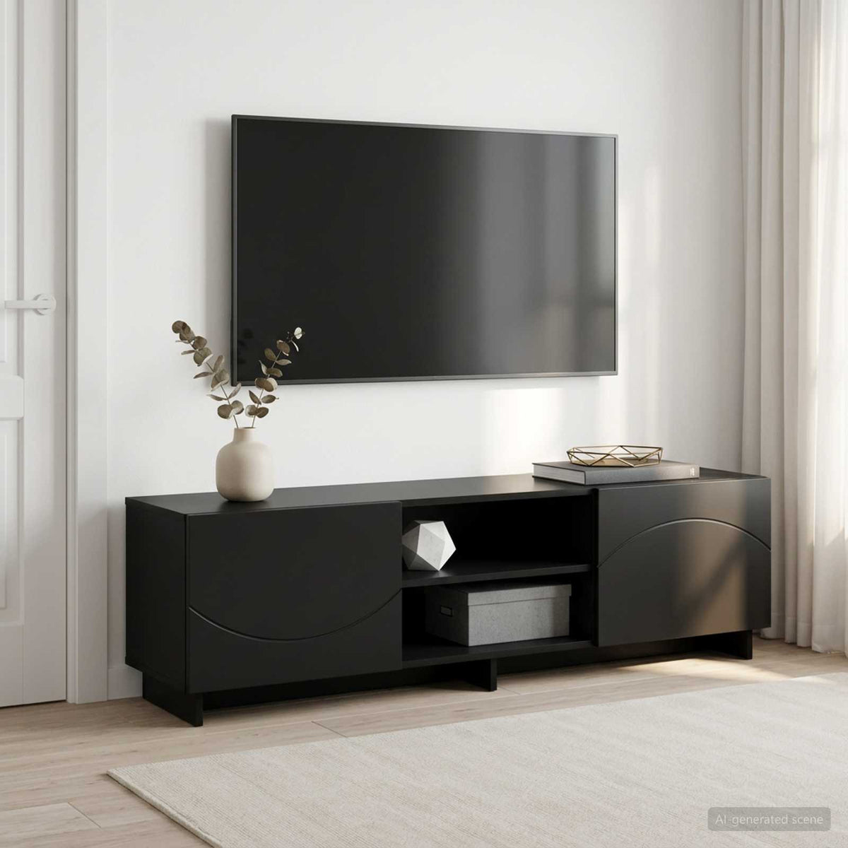 Βάση TV 140 x 34.5 x 40 cm Μαύρο Επεξεργασμένο Ξύλο