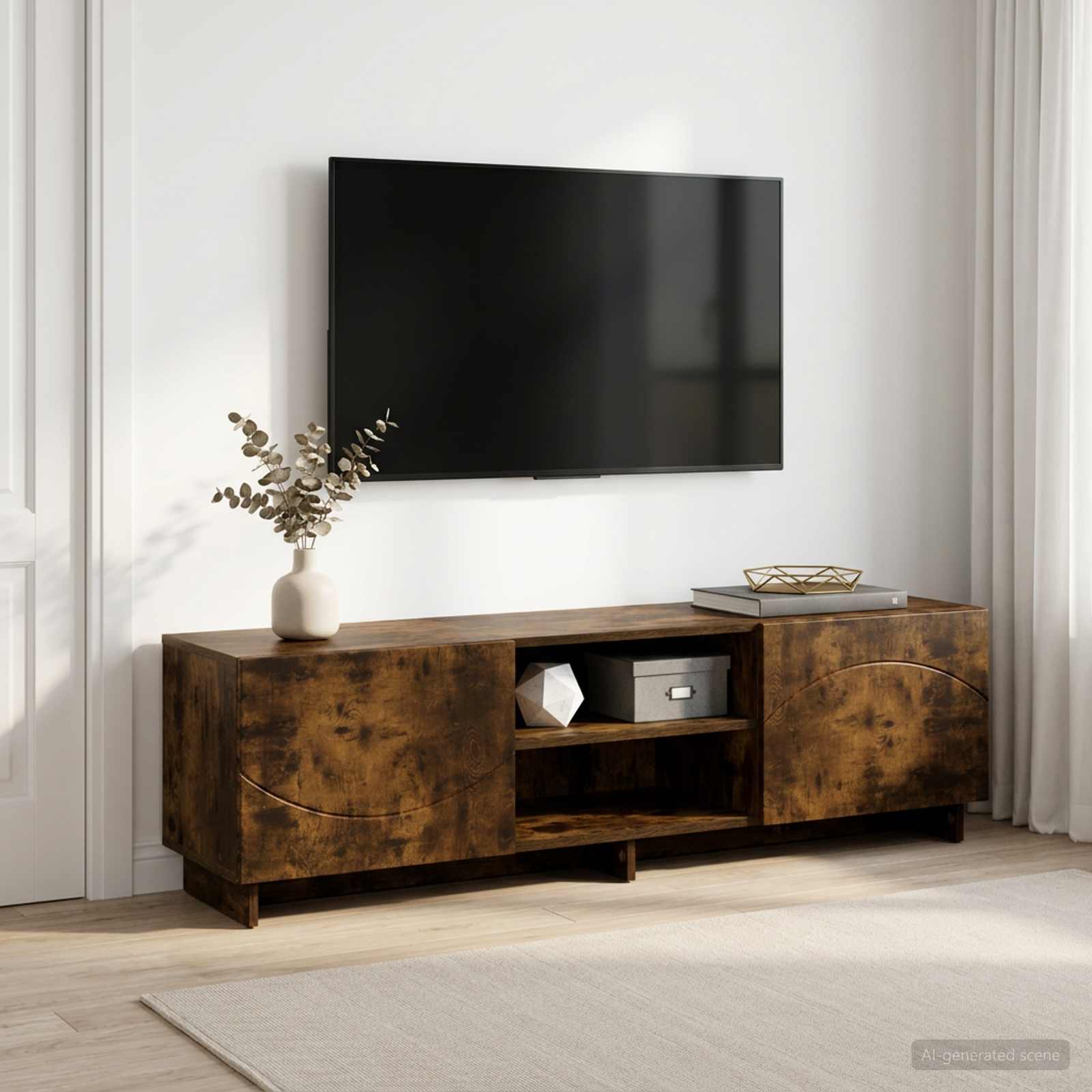 Βάση TV 140 x 34.5 x 40 cm Καπνισμένο Ξύλο Δρυός - Pakobazaar