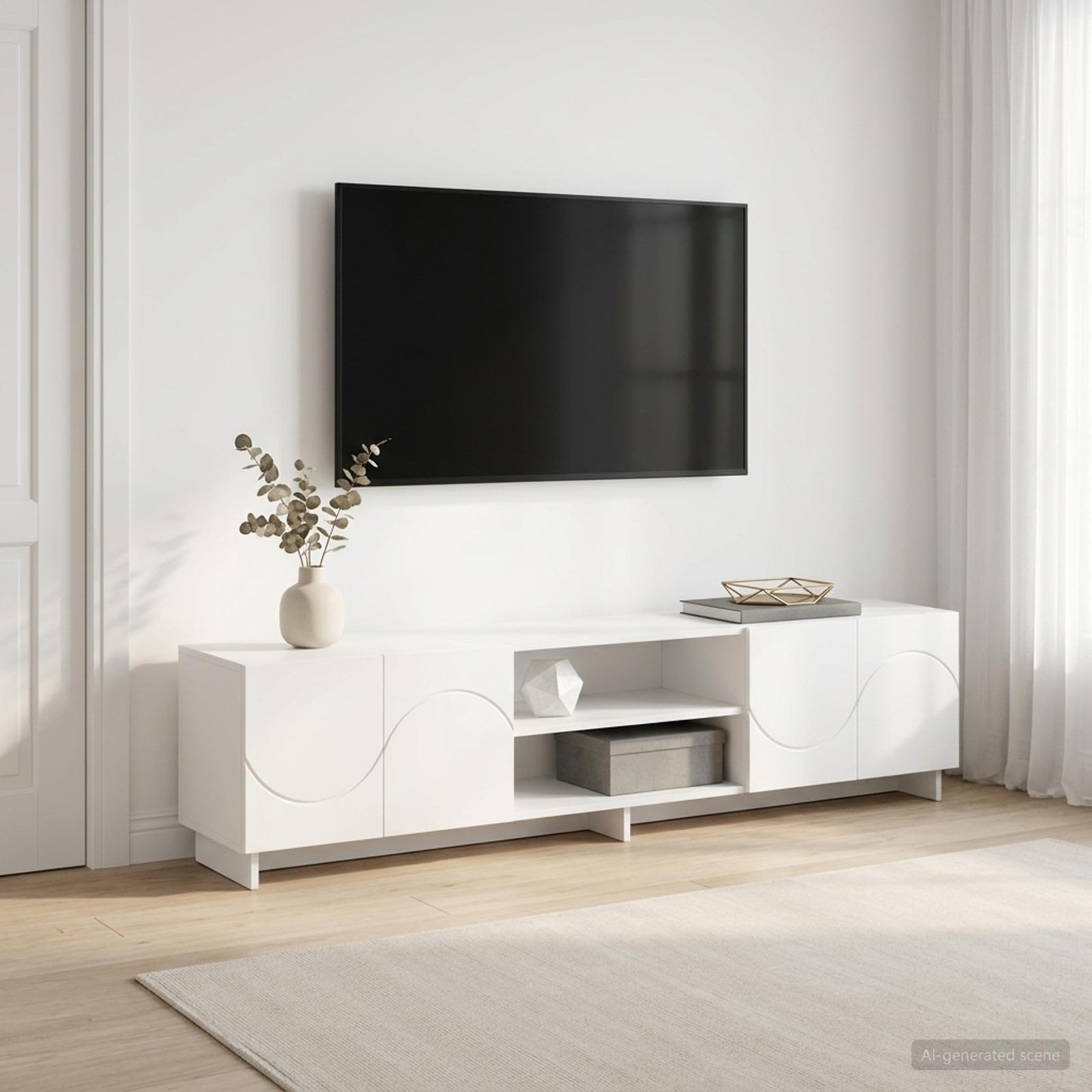 Βάση TV 180 x 34,5 x 40 εκ. Λευκό Επεξεργασμένο Ξύλο
