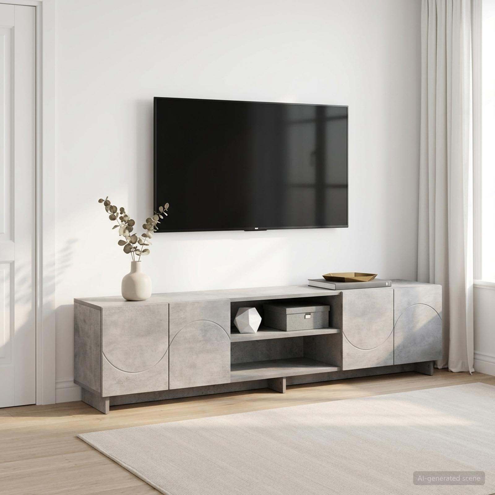 Βάση TV 180 x 34,5 x 40 εκ. Γκρι Σκυροδέματος