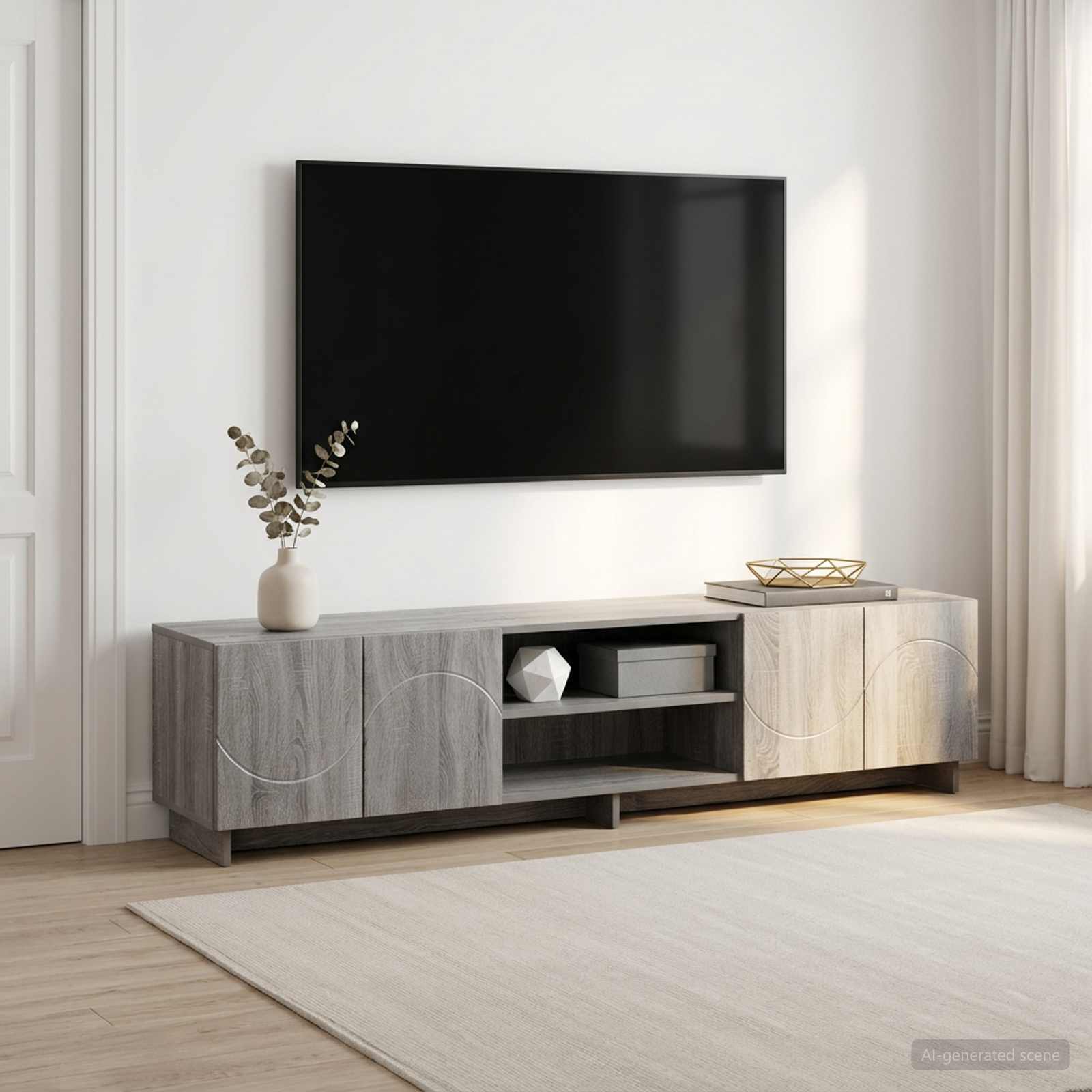 Βάση TV 180 x 34,5 x 40 εκ. Γκρι Sonoma Επεξεργασμένο Ξύλο - Pakobazaar