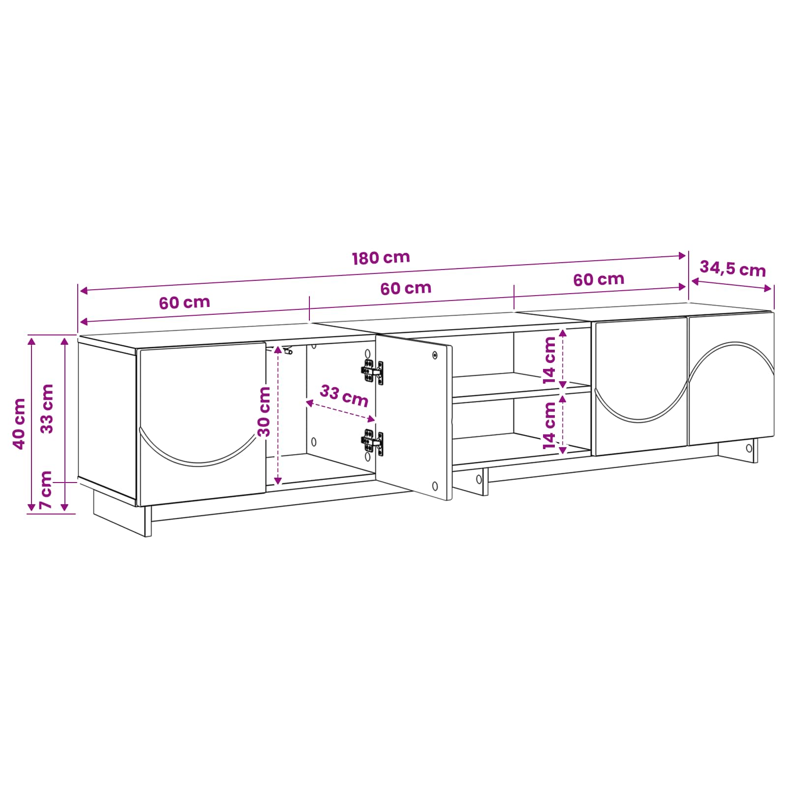 Βάση TV 180 x 34,5 x 40 εκ. Γκρι Sonoma Επεξεργασμένο Ξύλο - Pakobazaar
