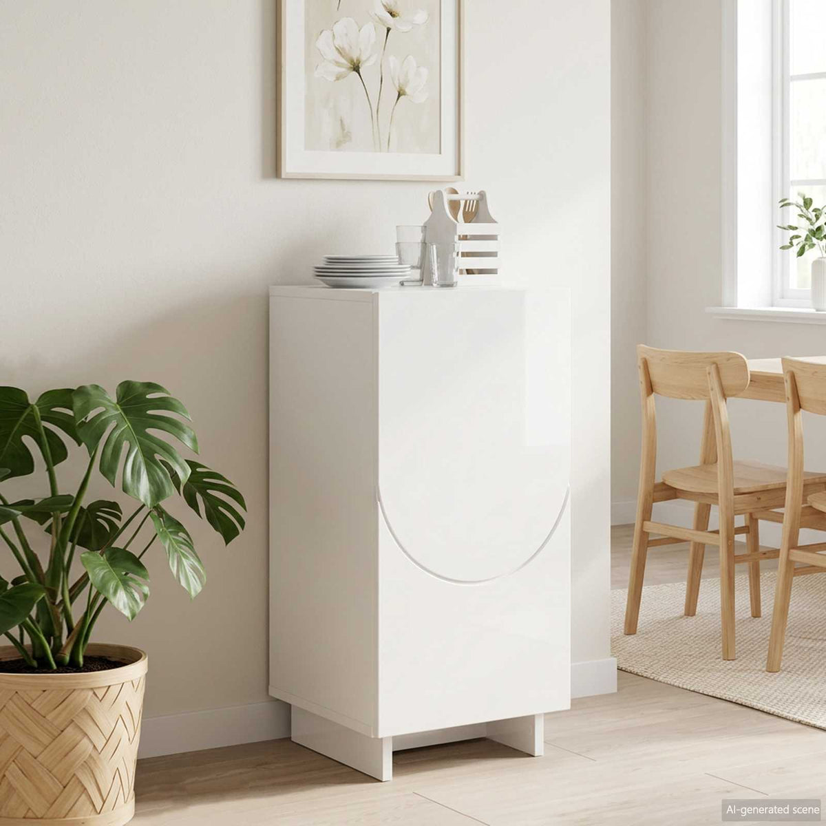 Μπουφές Γυαλιστερό Λευκό 33.5 x 34.5 x 75 cm Επεξεργασμένο Ξύλο