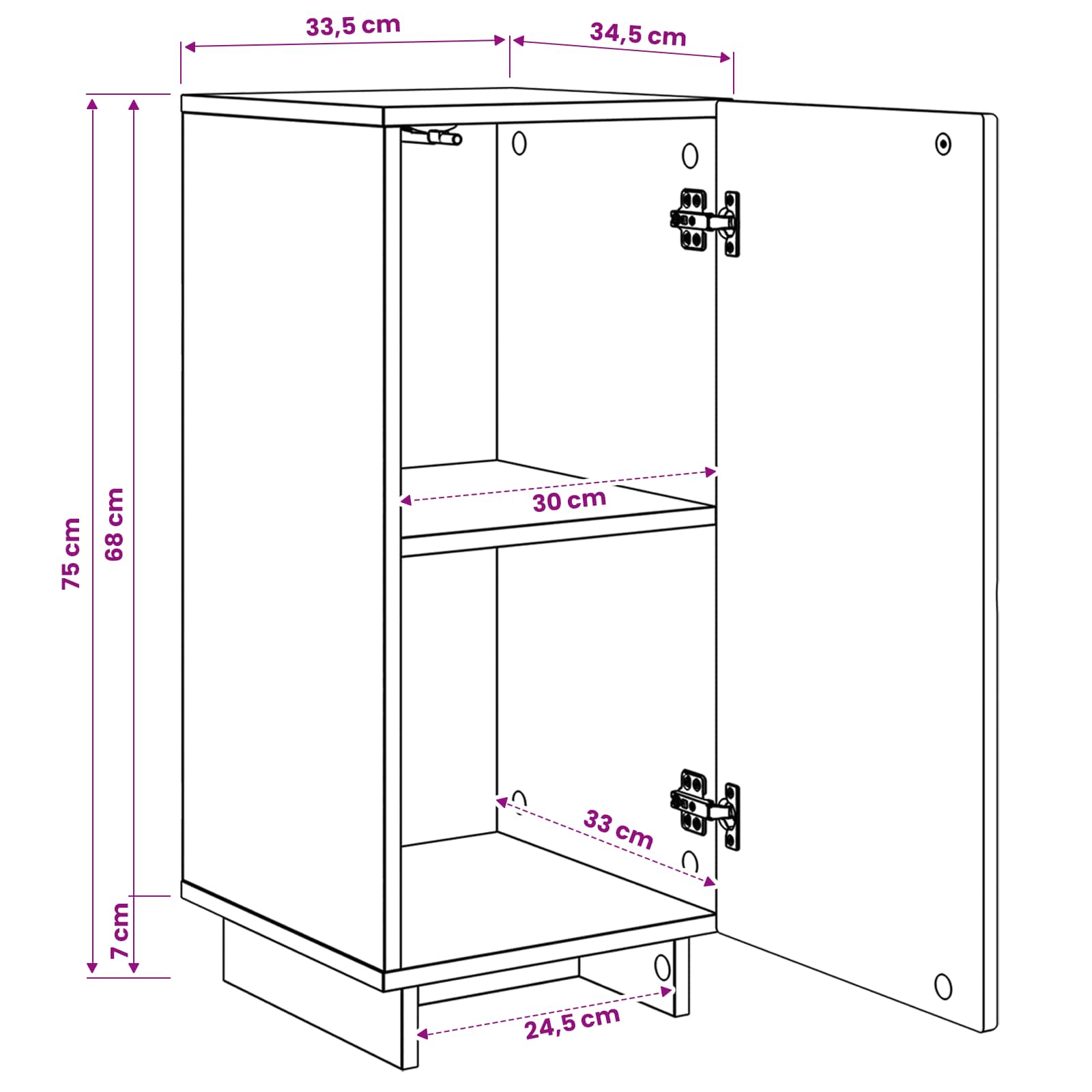 Μπουφές Γυαλιστερό Λευκό 33.5 x 34.5 x 75 cm Επεξεργασμένο Ξύλο