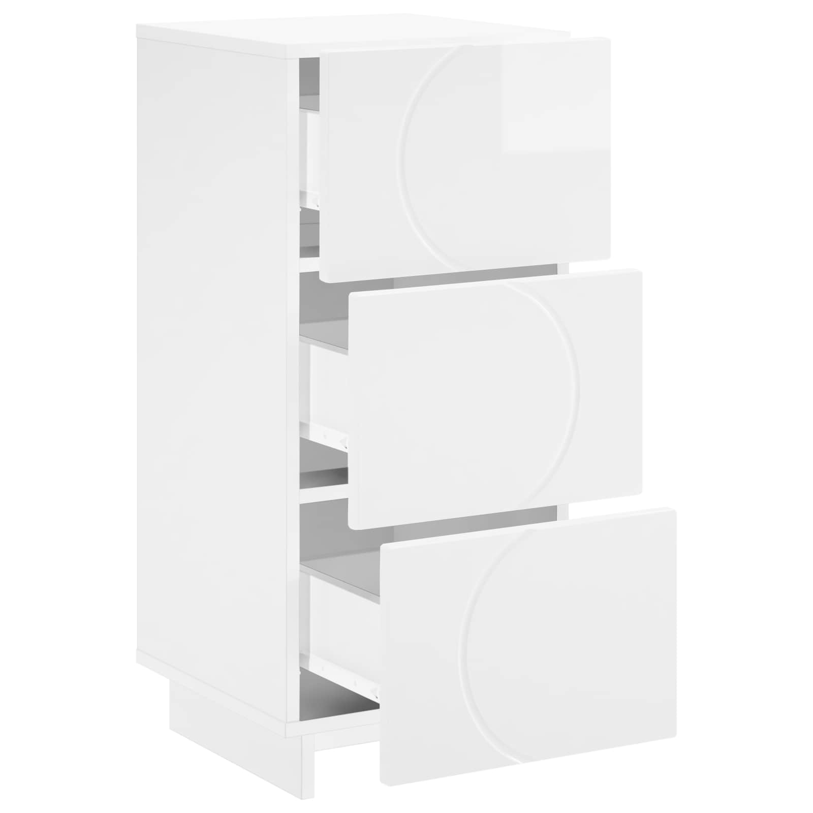 Μπουφές Γυαλιστερό Λευκό 33,5 x 34,5 x 75 εκ. - Pakobazaar