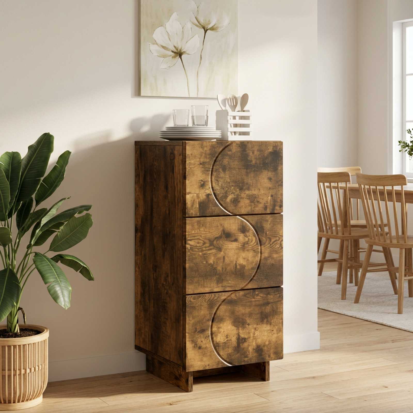 Μπουφές Καπνισμένο Ξύλο Δρυός 33,5 x 34,5 x 75 εκ. - Pakobazaar