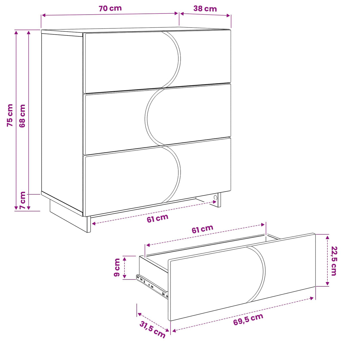 Μπουφές Γκρι Sonoma 70 x 38 x 75 εκ. Επεξεργασμένο Ξύλο - Pakobazaar